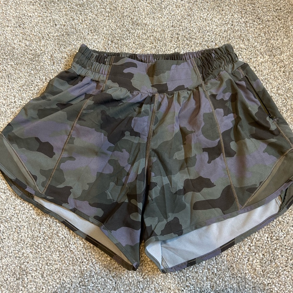 lululemon athletica Camo Athletic Shorts in Olive Green and Black